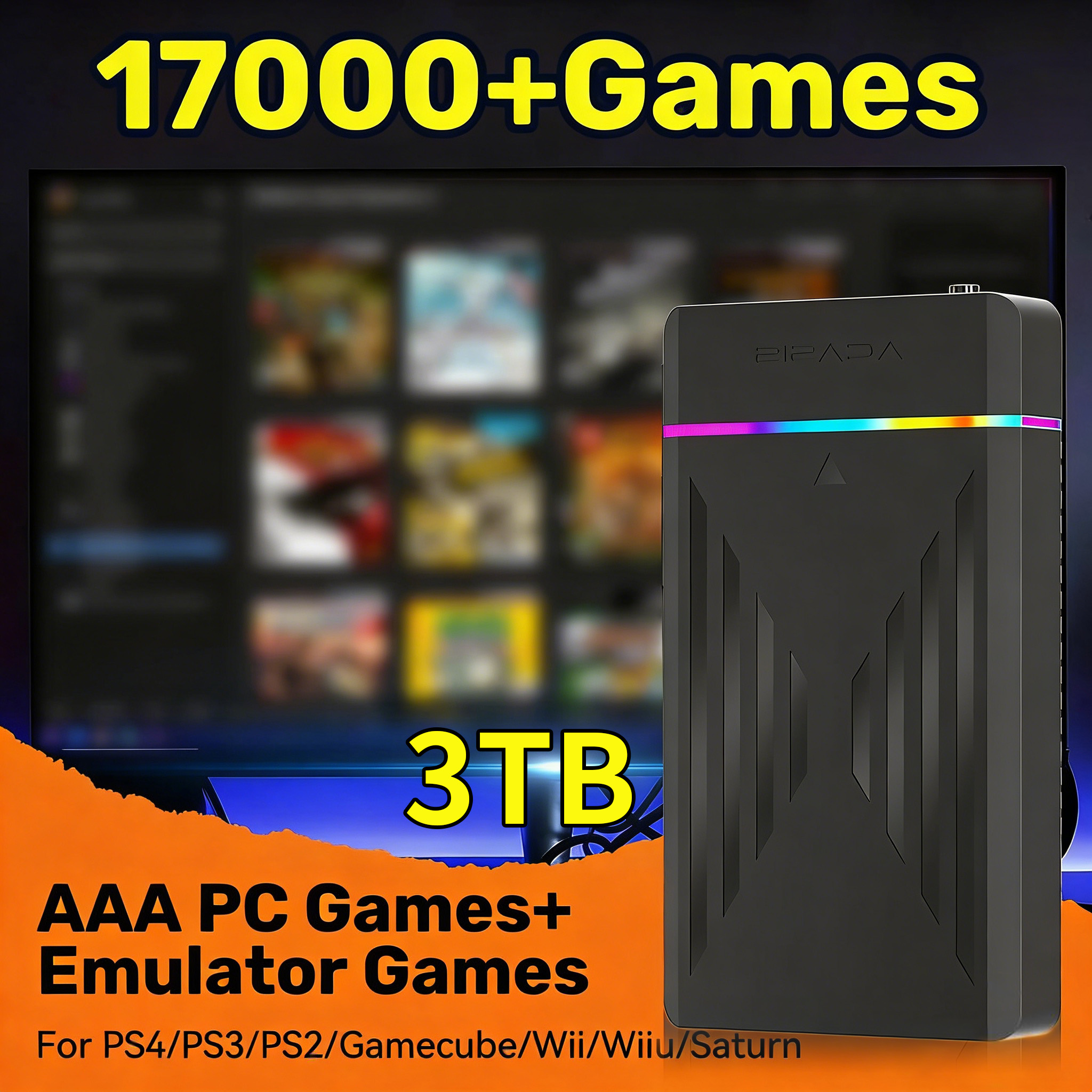 Retro Gaming Windows - Portable 3TB Gaming HDD Video Game