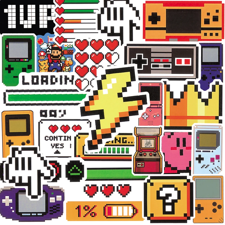 Retro Gaming Console - 50PCS Classic Gaming Console Cartoon Stickers