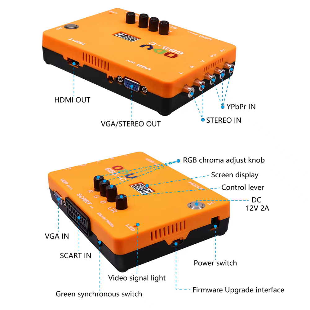 Retro Gaming La - ODV-GBS-C Component/VGA/Scart to VGA/HDMI-Compatible Scan Converter