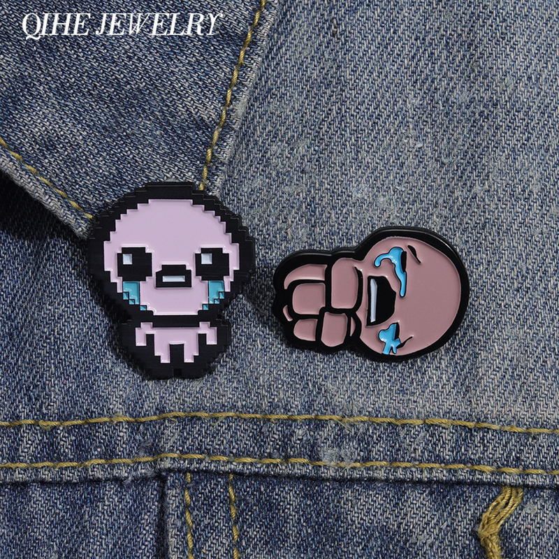 Retro Gaming Gif - The Binding of Isaac Cry Brooch