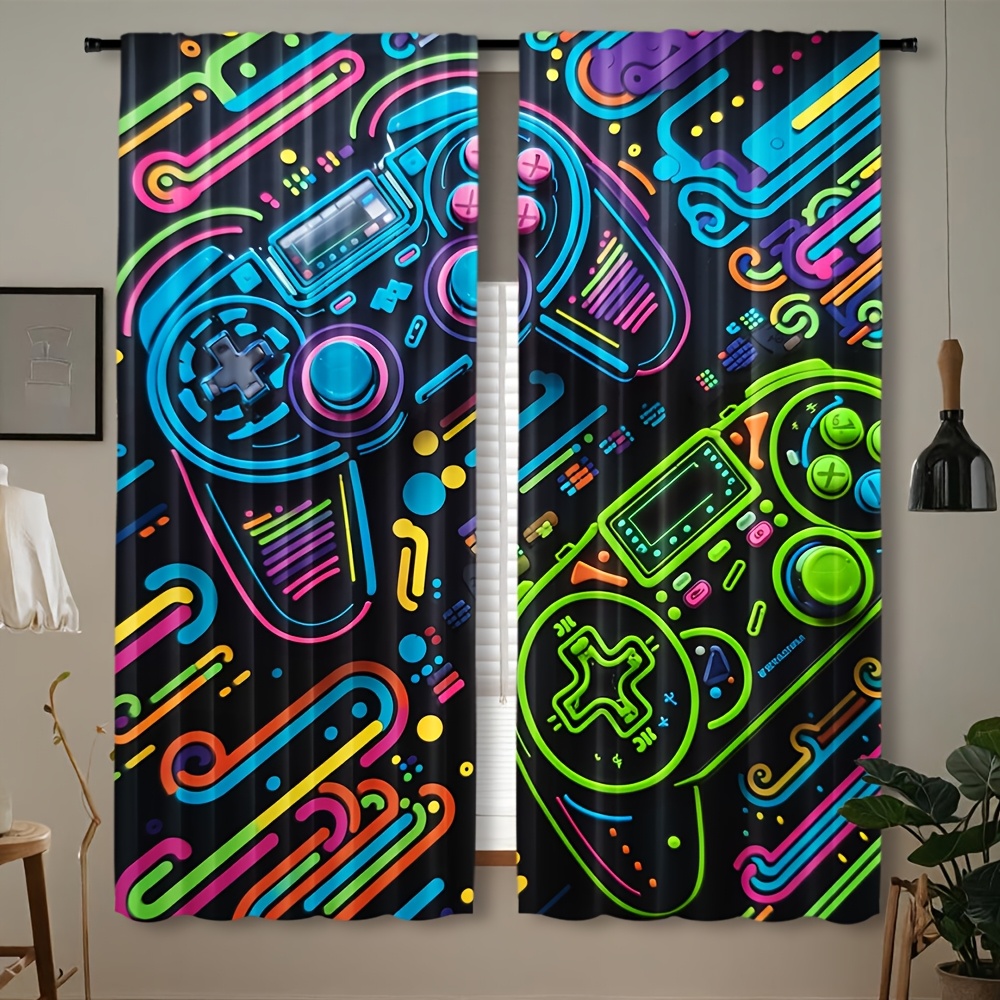 Neon Game Controller Curtains  - Retro Gaming Cafe avaliação e preço
