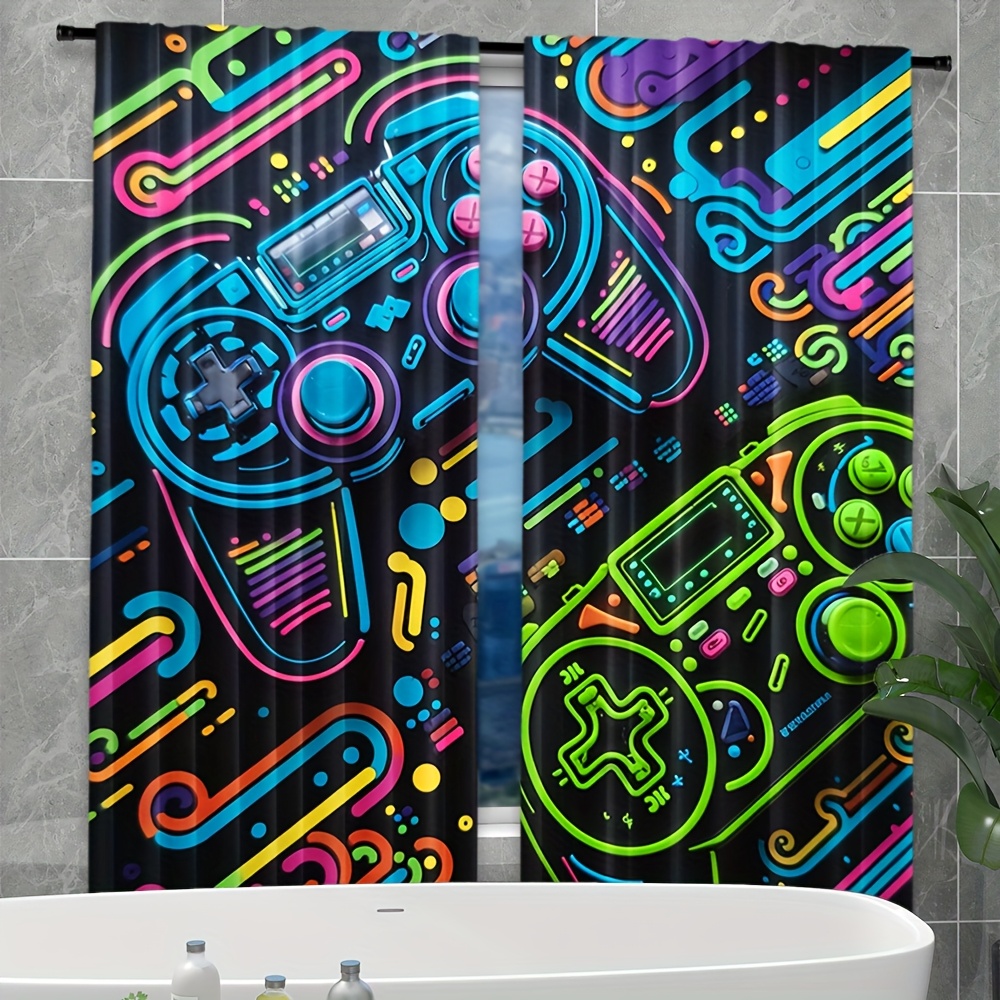 Neon Game Controller Curtains  - Retro Gaming Cafe avaliação e preço