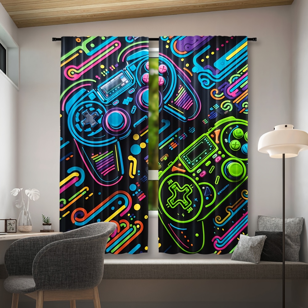 Neon Game Controller Curtains  - Retro Gaming Cafe avaliação e preço
