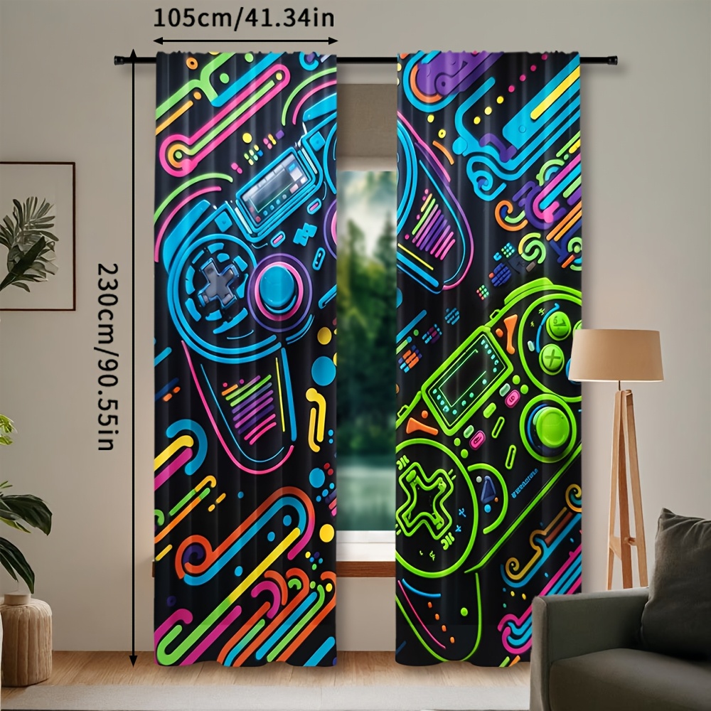 Neon Game Controller Curtains  - Retro Gaming Cafe avaliação e preço
