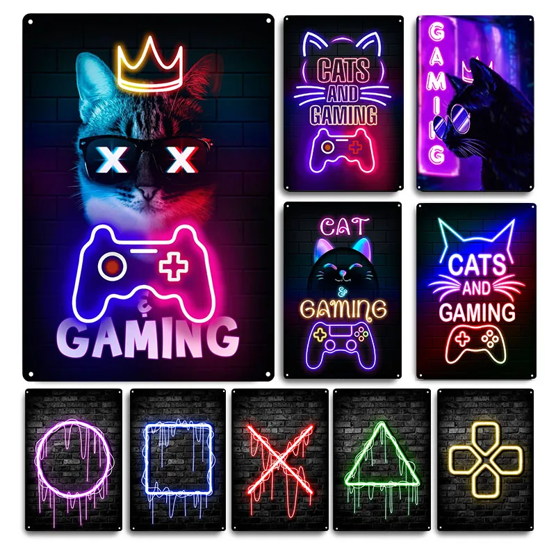Gaming Cat Metal Sign Savage G - Retro Gaming Cafe avaliação e preço
