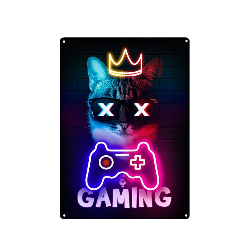 Gaming Cat Metal Sign Savage G - Retro Gaming Cafe avaliação e preço