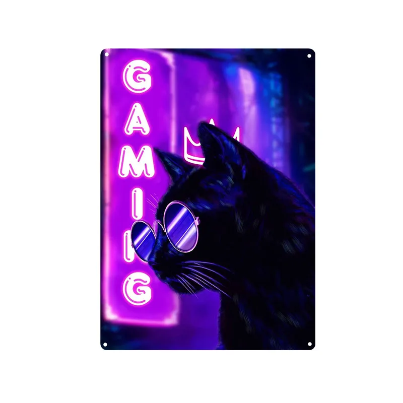 Gaming Cat Metal Sign Savage G - Retro Gaming Cafe avaliação e preço