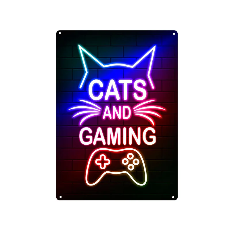 Gaming Cat Metal Sign Savage G - Retro Gaming Cafe avaliação e preço