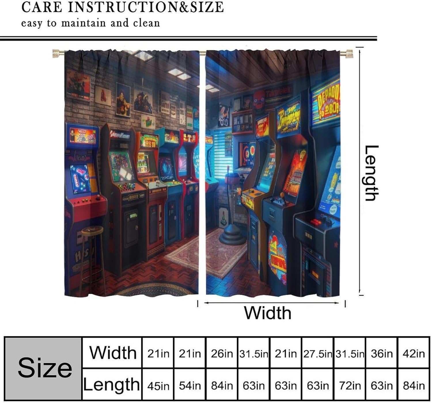 90s Arcade Blackout Curtains G - Retro Gaming Cafe avaliação e preço