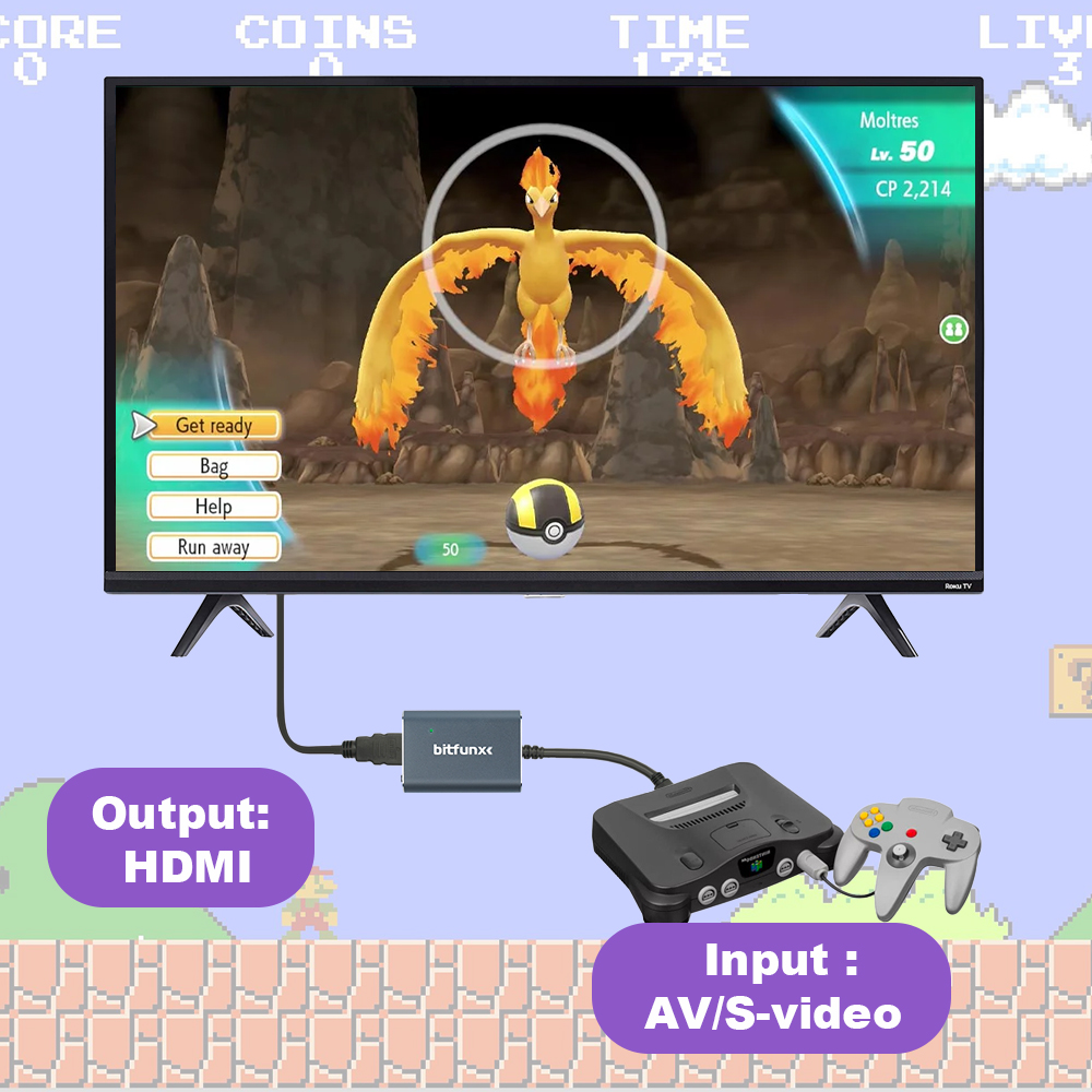 Bitfunx 720P Svideo / AV To HD - Retro Gaming Art avaliação e preço