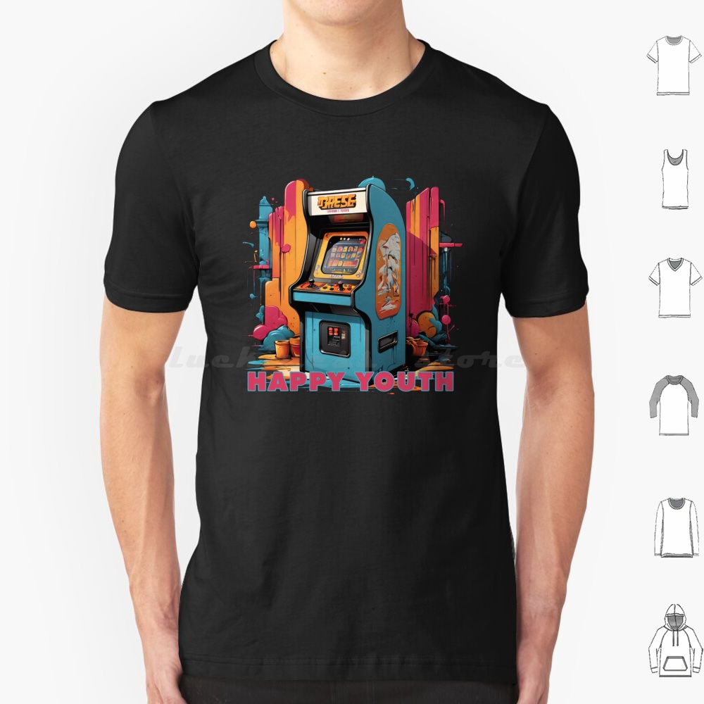 Happy Youth-Arcade T Shirt Men - Game Retro Gaming avaliação e preço