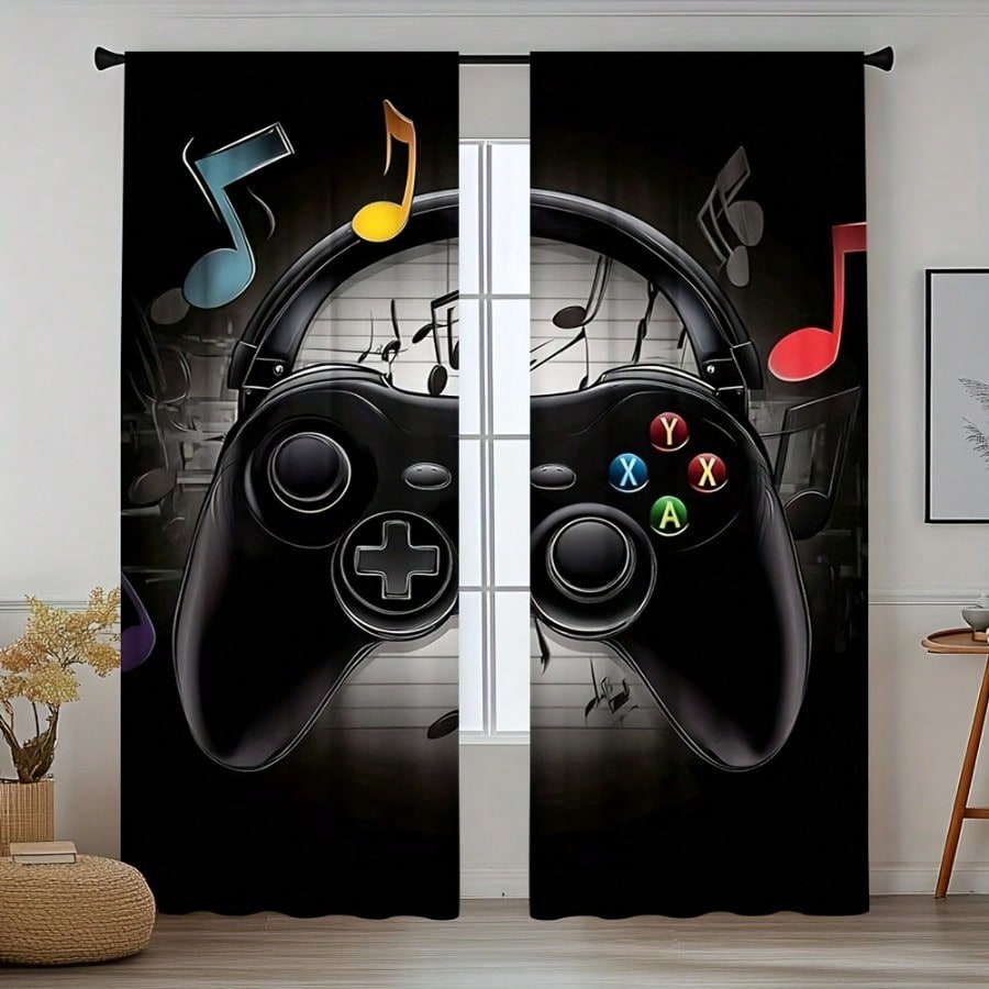 2pcs Retro Gaming Room Curtain - Retro Gaming Cafe avaliação e preço