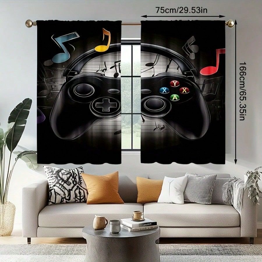 2pcs Retro Gaming Room Curtain - Retro Gaming Cafe avaliação e preço