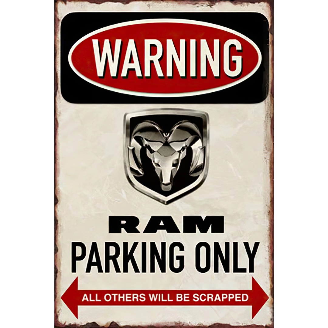 Warning Ram Parking Only Metal - Retro Gaming Cafe avaliação e preço