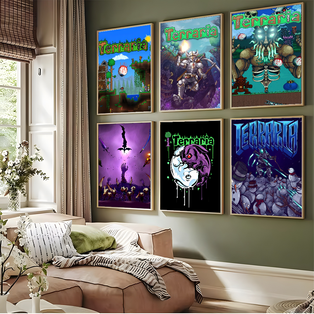 1PC Game T-Terraria Cool Poste - Retro Gaming Gif avaliação e preço