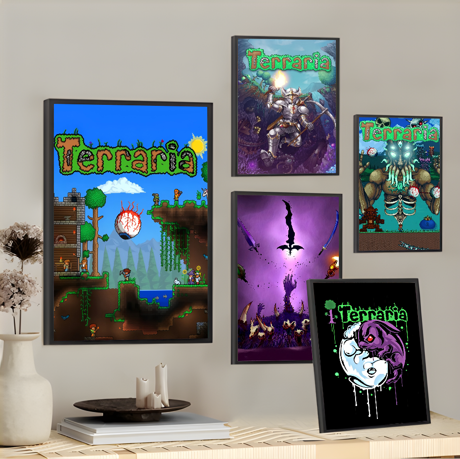 1PC Game T-Terraria Cool Poste - Retro Gaming Gif avaliação e preço